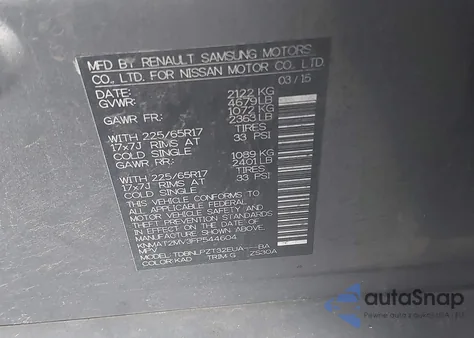 2015 Nissan Rogue S из США, поврежденный, VIN KNMAT2MV3FP544604